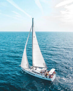 a yacht in open water
